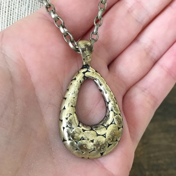 Vintage Mixed Metal Silver & Gold Pendant Necklace - Picture 3 of 4